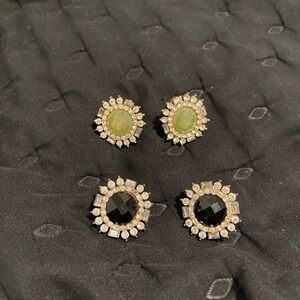 Elegant Gold and Black Stud Earrings